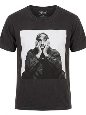 2Pac Tupac Shakur Graphic T-Shirt Black Size Medium